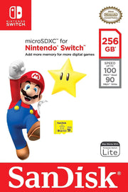 Carte Micro SD 256Go SanDisk Nintendo Switch Mario Kart avec étoile jaune