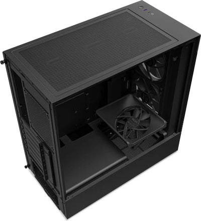 NZXT H5 Elite Black : boîtier PC mat noir avec panneaux mesh et points de fixation ventilateurs