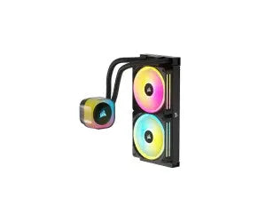 Refroidisseur CPU liquide CORSAIR iCUE Link H100i 240 RGB Noir avec radiateur double ventilateur noir RGB, pompe compacte et tubes courbés