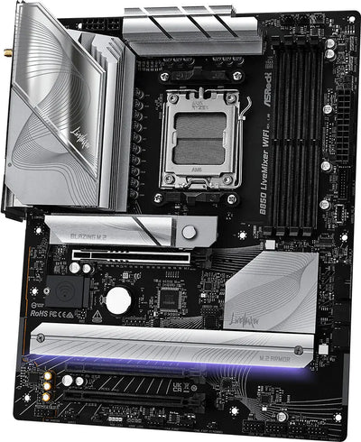 Carte mère ASRock B860 LiveMixer WiFi argent/noir avec LED violette