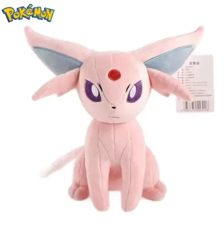 Peluche Pokémon Mentali rose coton doux 20 cm avec oreilles bleues et point rouge
