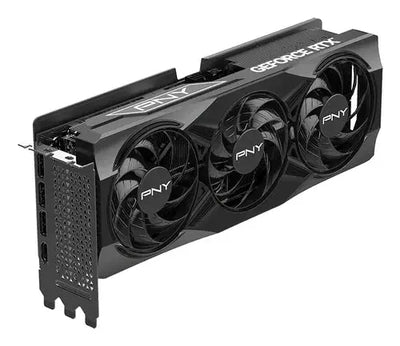 Carte graphique PNY GeForce RTX 5070 Ti triple ventilateur noire design angulaire