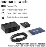 Elgato Facecam Pro noire rectangulaire mate avec slots de ventilation supérieurs