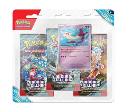 Pack Pokémon JCC Tripack Couronne Stellaire EV07 avec Latias