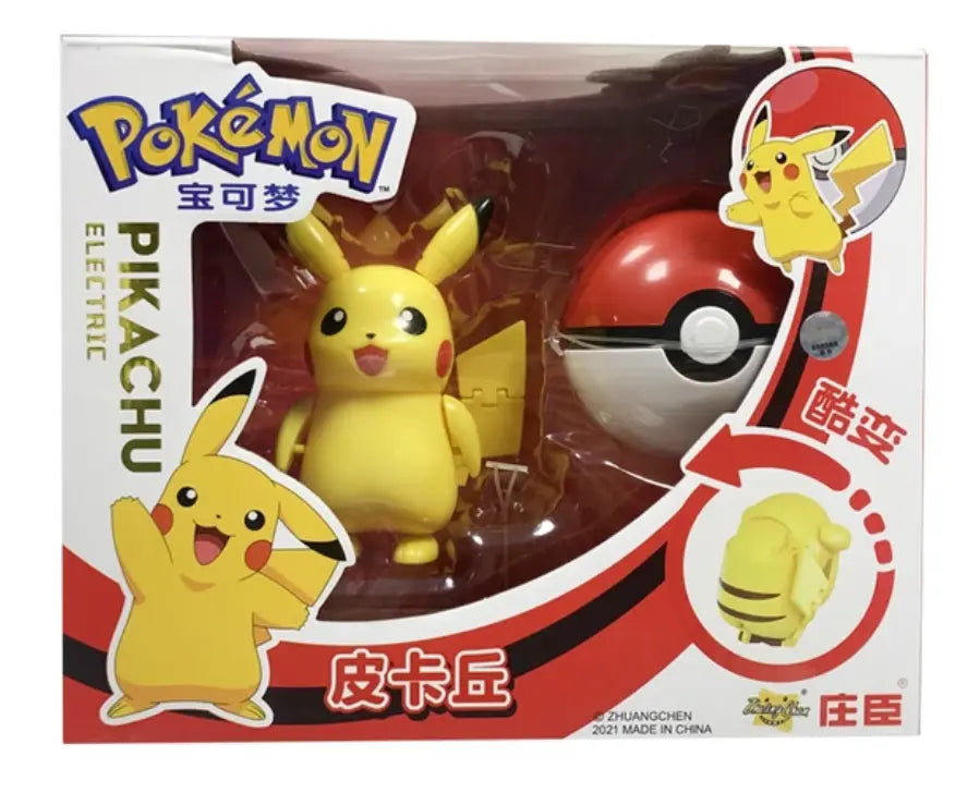 Figurine Pikachu jaune en plastique Pokéball, joues rouges, emballage Pokémon