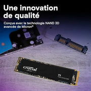 SSD Crucial P3 1 To M.2 2280 PCIe Gen3 NVMe noir avec contacts dorés
