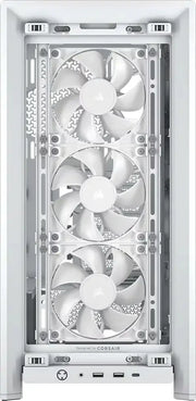 Boîtier blanc Corsair Frame 4000D RS avec 3 ventilateurs blancs à motif