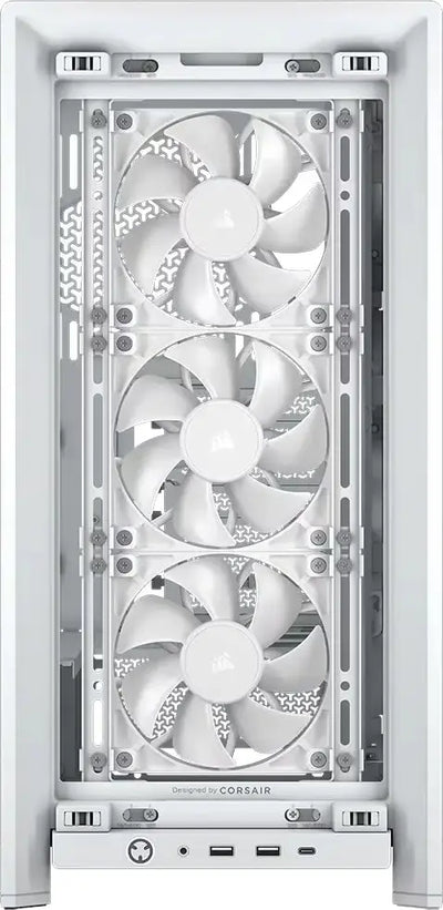 Boîtier blanc Corsair Frame 4000D RS avec 3 ventilateurs blancs à motif