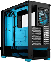 Fractal Design Pop Air RGB Cyan Core TG Clear Tint en noir et bleu vibrant, mesh avant, vitre latérale transparente