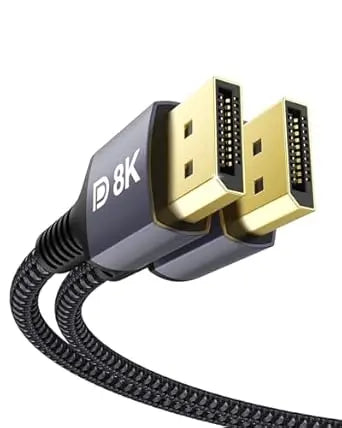Câble DisplayPort 8K 1m noir tressé HDMI connecteurs plaqués or 8K
