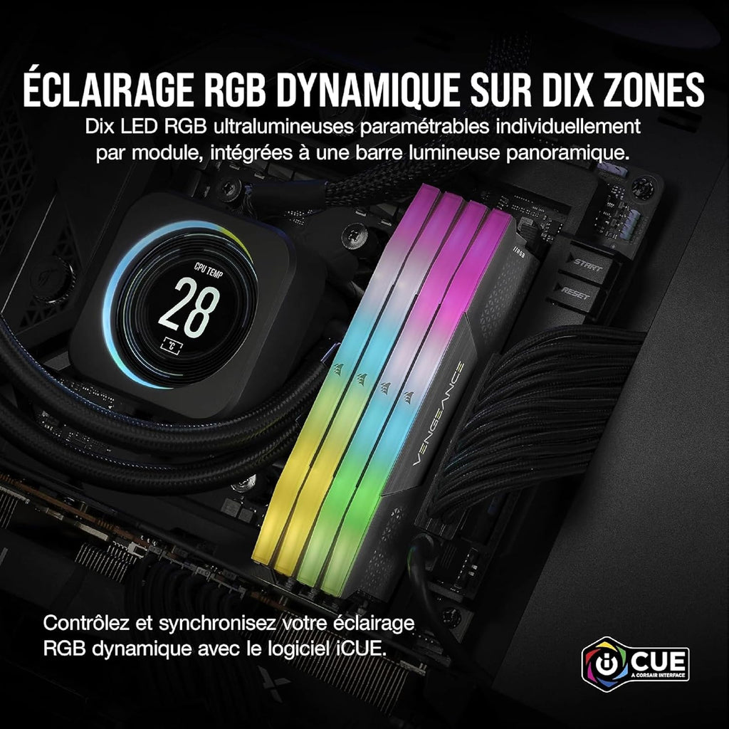 Kit Mémoire RAM Corsair Vengeance RGB  DDR5 – 32 Go (2 x 16 Go) - 6000Mhz image 2