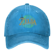 Casquette denim bleu délavé Legend of Zelda logo or et vert avec épée