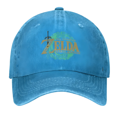 Casquette denim bleu délavé Legend of Zelda logo or et vert avec épée