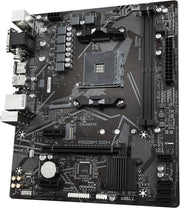 Carte mère Gigabyte A520M S2H AM4 noire au design angulaire et accents argentés