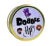 Boîte ronde Dobble Harry Potter édition avec main violette cartoon et rim doré