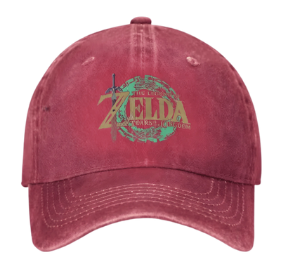 Casquette Zelda Tears of the Kingdom bordeaux fanée logo vintage