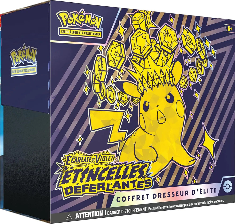 Pikachu jaune couronné de gemmes dorées, Coffret Dresseur d’Élite Pokémon EV08