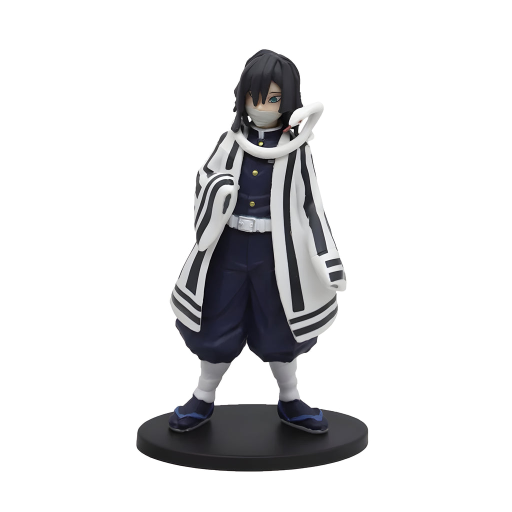 Figurine Obanai Iguro Demon Slayer en manteau rayé noir blanc
