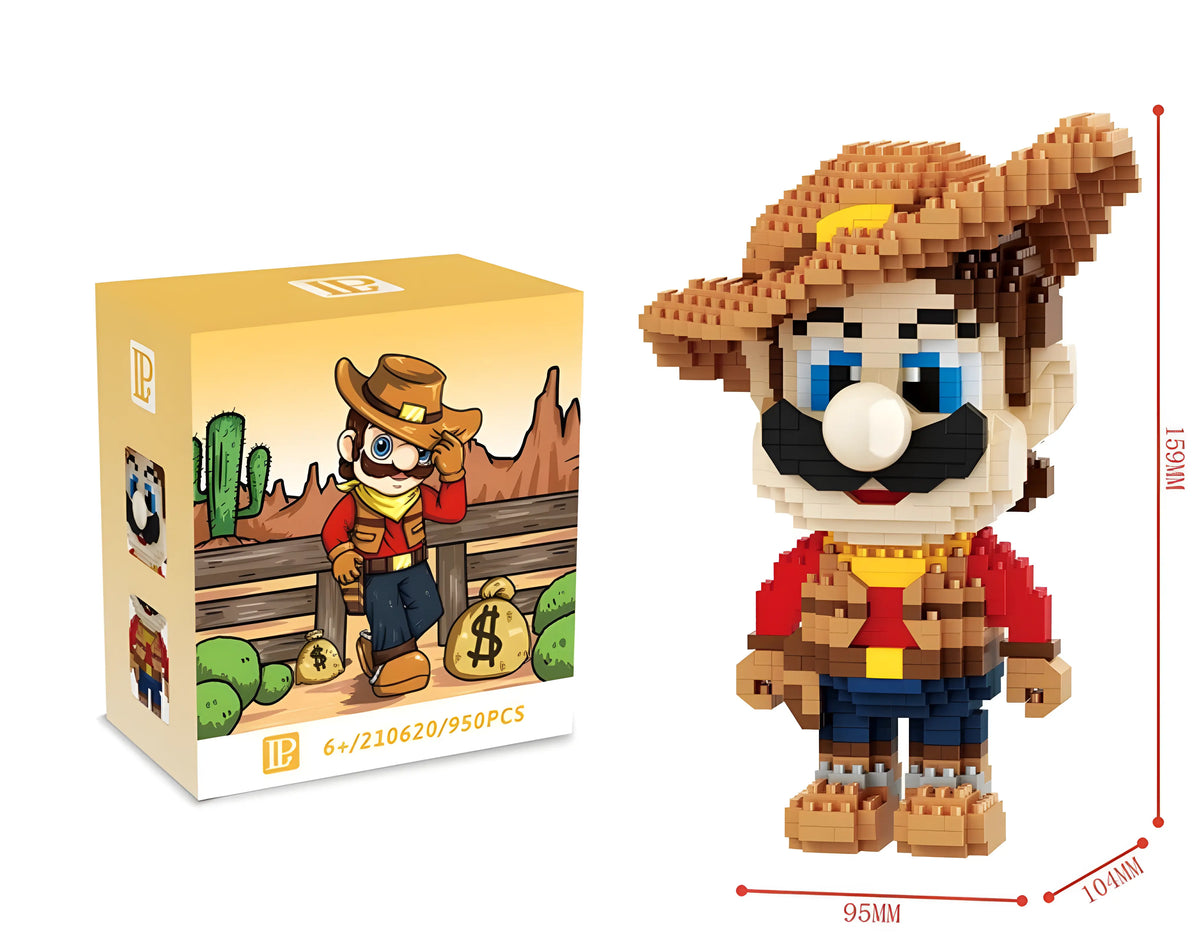 Mario pixelisé cowboy en briques Lego Super Mario Bros Modèle 06