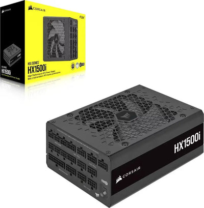 Alimentation Corsair HX1500i 80PLUS Platinum noire ATX haute performance avec grille texturée et connecteurs multiples