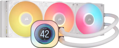 CORSAIR iCUE Link Titan 360 RX LCD Blanc avec 3 ventilateurs RGB et écran LCD température