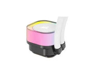 Refroidisseur CPU liquide CORSAIR iCUE Link H100i 240 RGB Blanc avec pompe RGB rectangulaire noire et éclairage dégradé rose-violet
