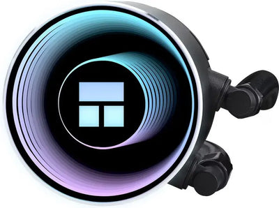 Radiateur Thermalright Frozen Notte 360 BLACK ARGB noir et argent circulaire avec logo Windows et éclairage ARGB bleu-violet