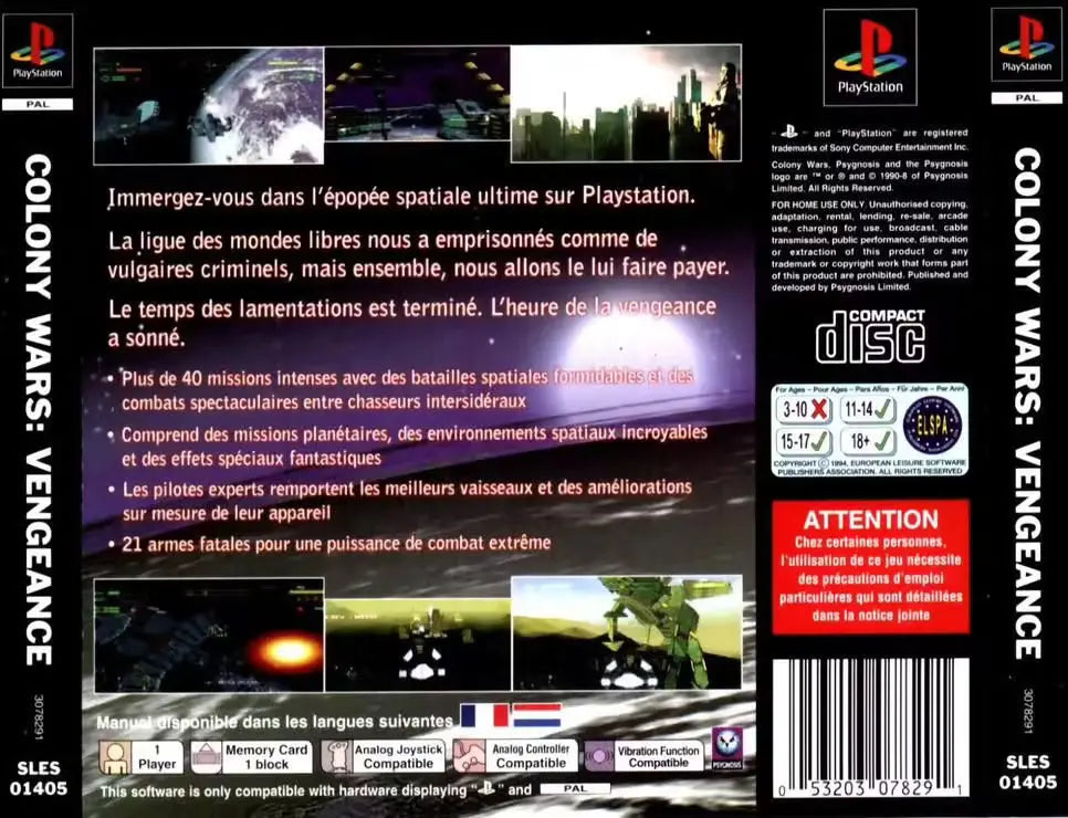 colony wars vengeance ps1 arriere