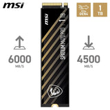 Disque SSD MSI SPATIUM M470 Pro 1 To PCIe Gen4 noir et or rayé diagonal