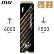 Disque SSD MSI SPATIUM M470 Pro 1 To PCIe Gen4 noir et or rayé diagonal