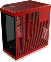 Boîtier PC HYTE Y70 TOUCH INFINITE RED rouge angulaire avec motifs géométriques