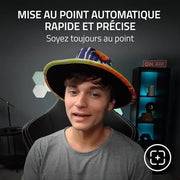 Caméra Razer Kiyo Stream HD avec chapeau large rayé orange