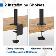Pince bureau métal noir réglable hauteur 2 options fixation Support Bras Mécanique Noir