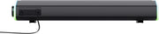 Barre de son gaming Trust G620 noire rectangulaire avec LED vertes lumineuses