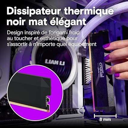 Kit Mémoire RAM Crucial DDR5 – 32 Go (2 x 16 Go) - 6000Mhz - Noir image 2