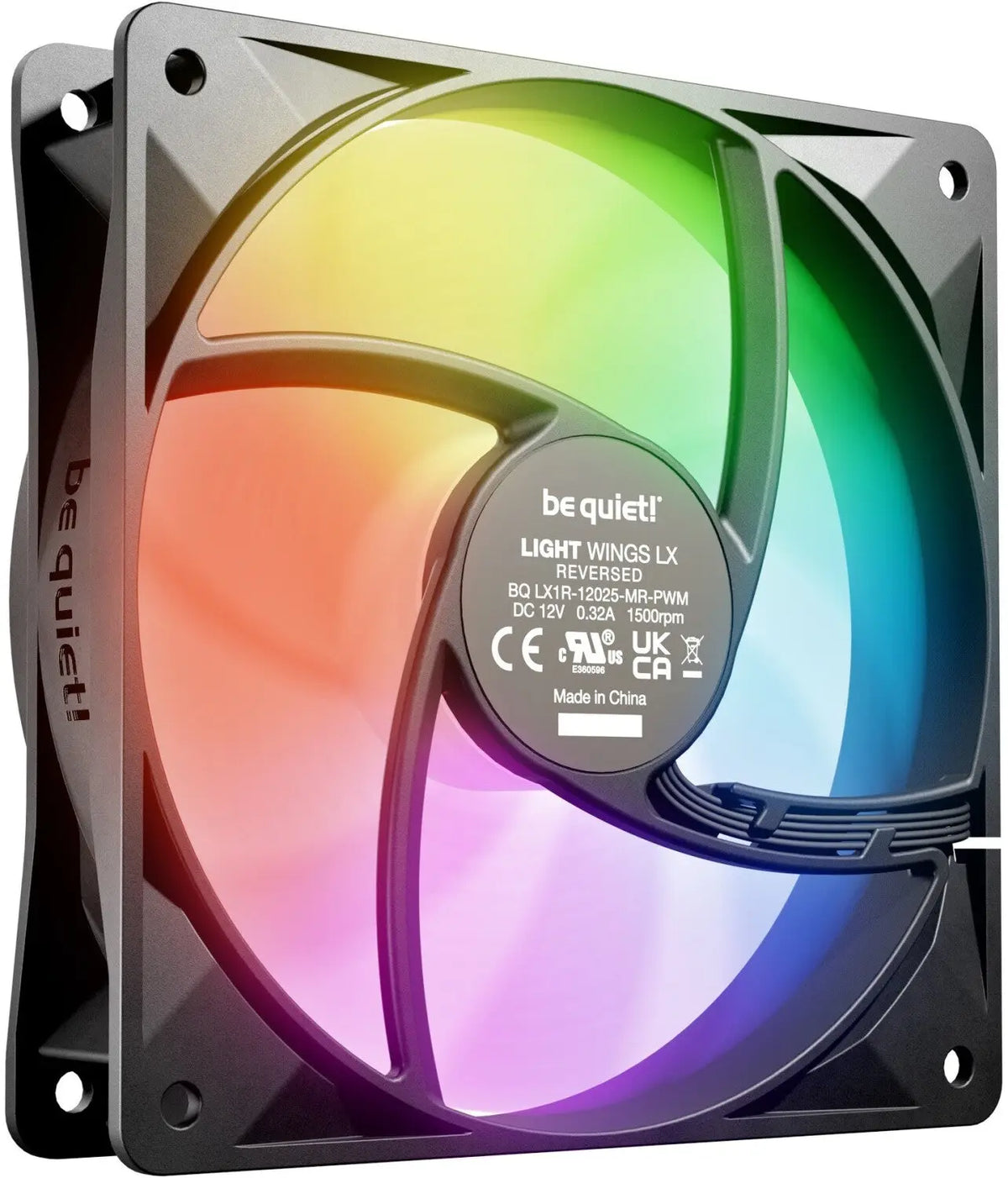 Ventilateur be quiet! Light Wings LX reversed RGB 120 mm noir à éclairage arc-en-ciel