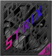 Alimentation ASUS ROG Strix 1000W Platinum noire avec grille géométrique violette et rose