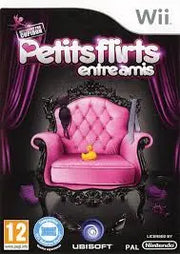 Fauteuil rose à touffe, cadre noir orné, fleur jaune sur siège - Petit Flirts entre Amis - Wii
