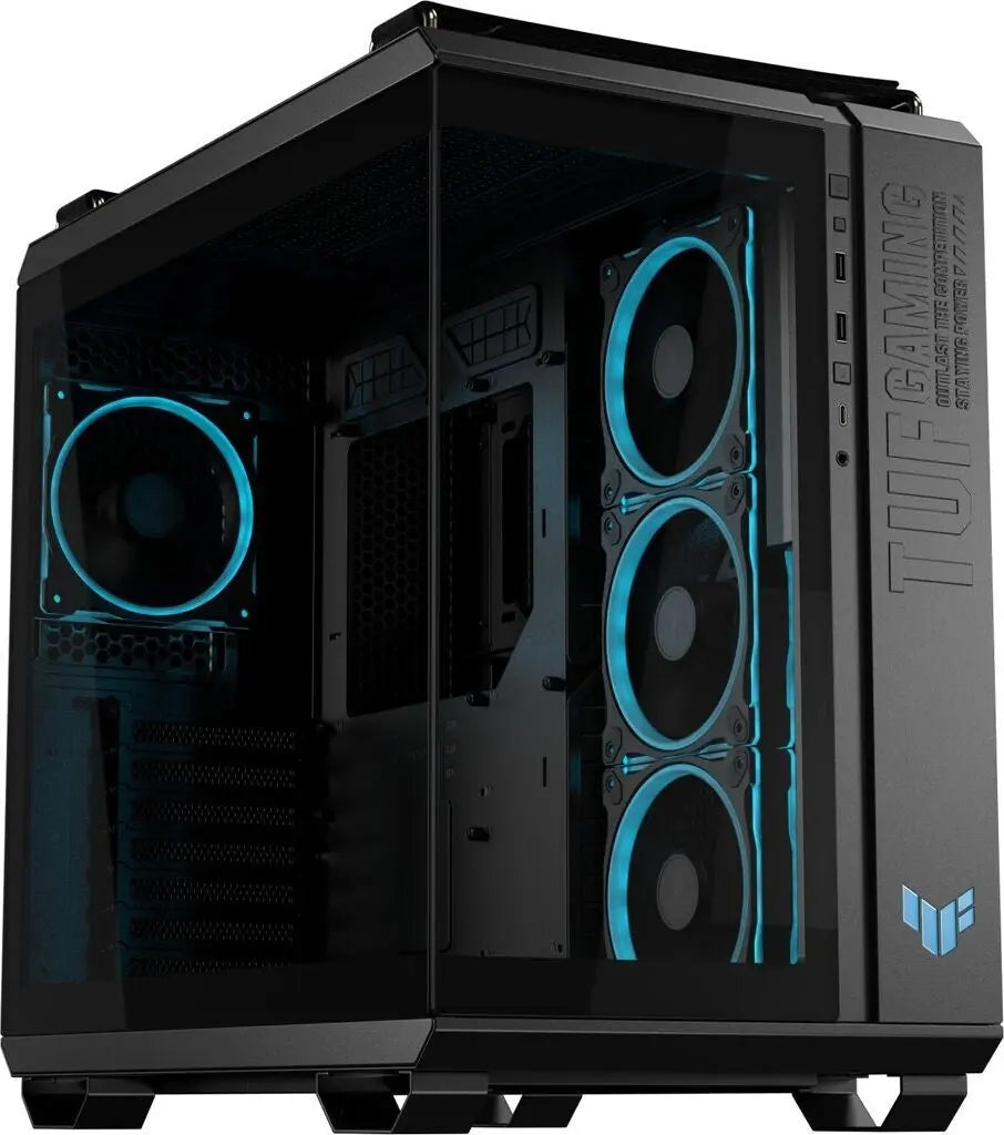 Boîtier PC noir ASUS TUF Gaming GT502 Horizon ARGB NOIR avec 3 ventilateurs bleus LED empilés