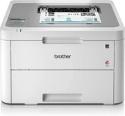 Imprimante laser couleur Brother HL-L2350DW blanche avec billet avion imprimé
