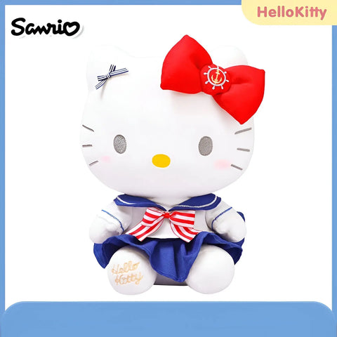 Peluche Hello Kitty - Tenue en uniforme bleu et blanc -30 cm