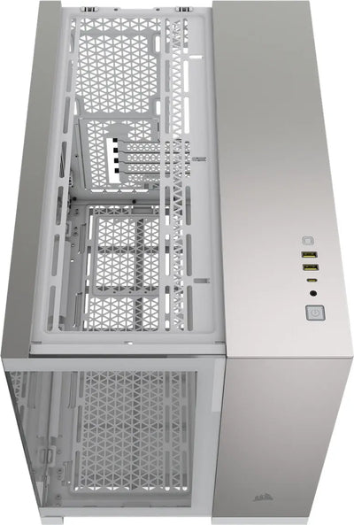 Boîtier PC Corsair 2500X Blanc/Argent mat à finition géométrique avec ports USB