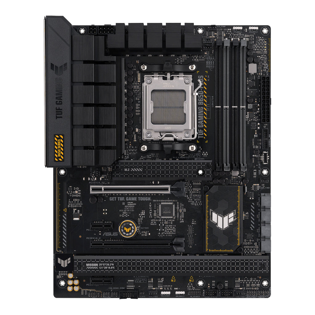 Carte mère Asus TUF Gaming B650-Plus noire ATX AM5 avec socket argent et accents jaunes