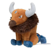 Peluche Pokémon Tauros orange aux cornes blanches, crinière marron et sabots bleus, 20 cm
