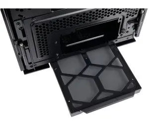 Plateau baie disque Corsair Obsidian 1000D motif hexagonal noir maillé