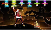 Silhouette stylisée et lumineuse de danseuse en mouvement sur interface de Just Dance 2016 Wii