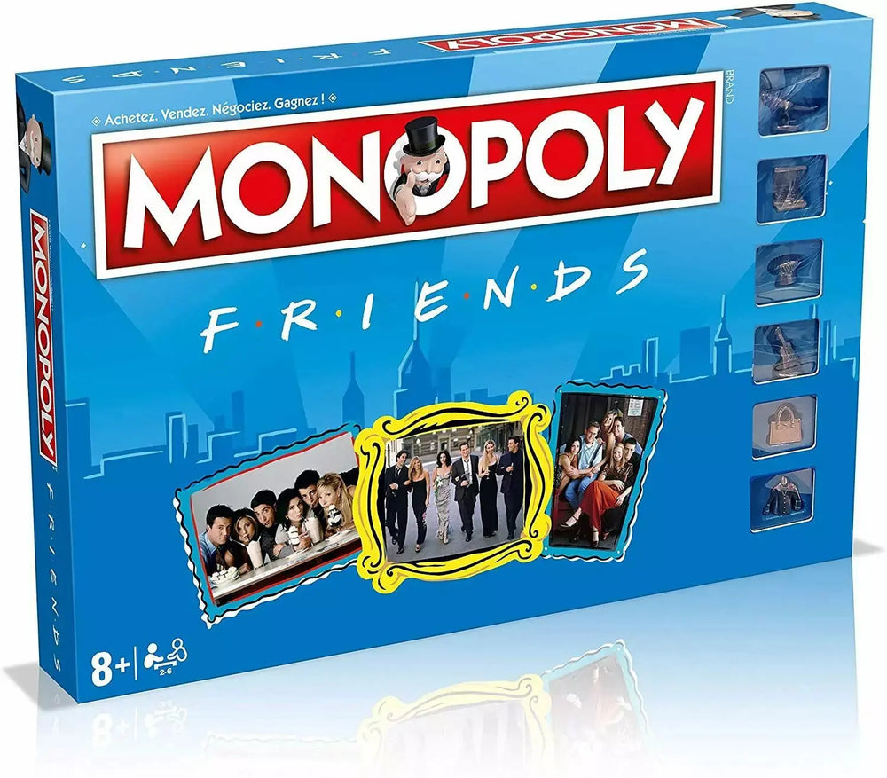 Boîte Monopoly Friends Édition Française bleue avec personnages iconiques