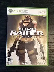 Boîtier vert Xbox 360 Tomb Raider Underworld femme musclée en tenue noire armes