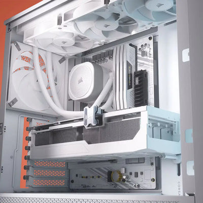 Carte mère Corsair Vengeance RGB blanche au design minimaliste et refroidissement intégré dans le Corsair Frame 4000D RS ARGB Blanc