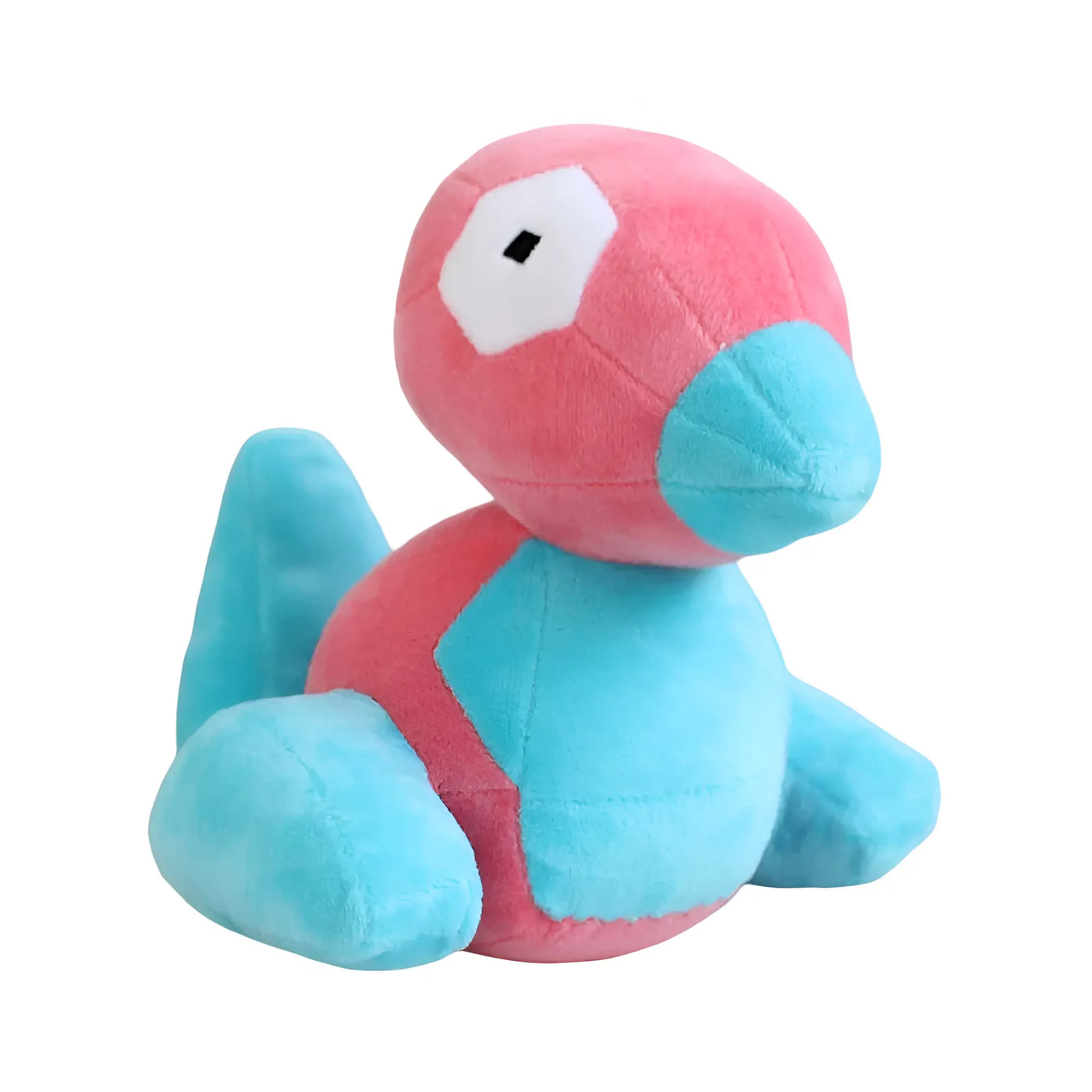 Peluche Pokémon Porygon 20 cm rose et bleu clair avec cache-œil hexagonal blanc